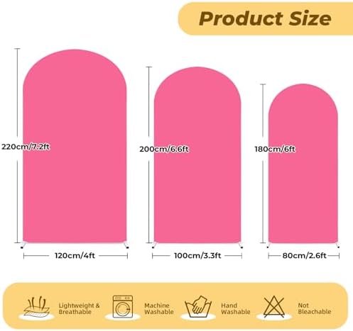 6 ft Arch Backdrop Cover Hot Pink - Double-Sided Spandex Arch Covers Stretchy Backdrop for Balloon Arches Birthday Party Baby Shower Banquet Wedding Photo Background - Image 2
