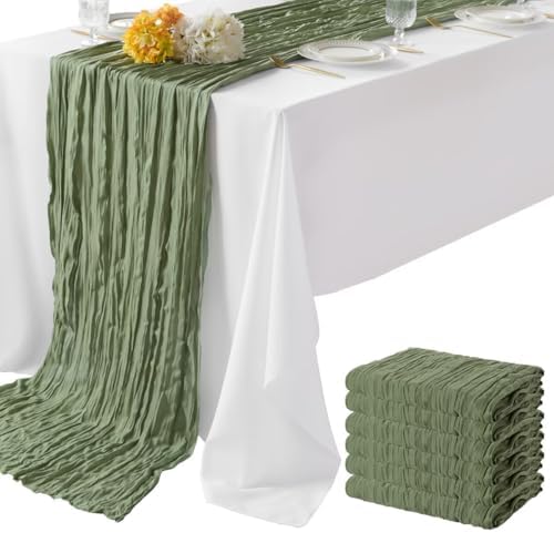 6 Pack Sage Green Cheesecloth Table Runner 35"×120" Gauze Table Runner by WeavingComfortHome