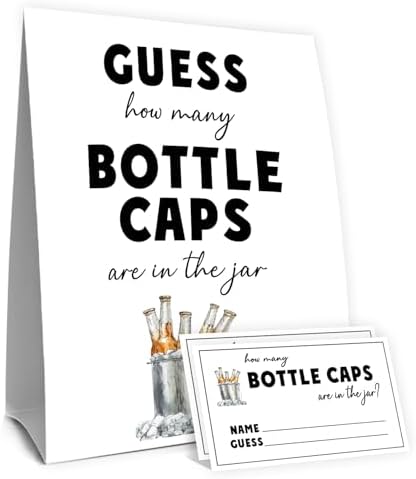 Beer and Diaper Party Decorations for Men,Guess How Many Baby Shower Game,Guess How Many Bottle Caps are in the Jar,Beer Birthday Party Game & Activities 50 Cards and Sign by Unknown