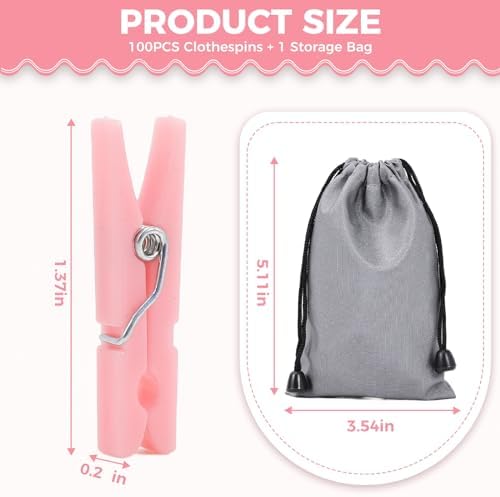 100PCS Baby Shower Games Clothespins Girl Plastic Clothes Pin Pink 1.37inch - Image 2