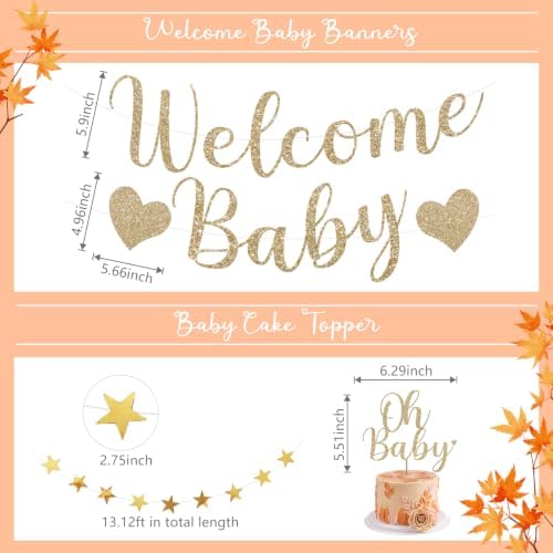 Amandir Orange Pink Fall Baby Shower Decorations Welcome Baby Banner - Image 6