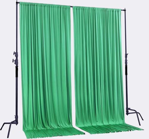 AK TRADING CO. 10 feet x 10 feet Polyester Backdrop Drapes Curtains Panels with Rod Pockets - Wedding Ceremony Party Home Window Decorations - Kelly Green - Image 2