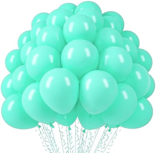 Voircoloria 110pcs Teal Turquoise Latex Party Balloons, 12inch by Voircoloria