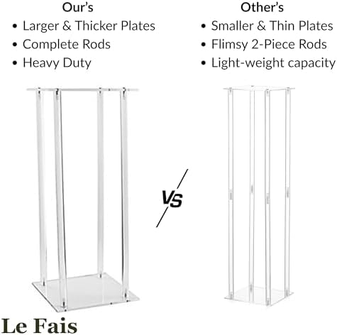 2 Pcs 31.5" Tall 9.84" Dia Acrylic Flower Stands for Weddings, Heavy Duty Clear Tall Centerpiece Risers for Reception Tables, Modern Geometric Column Pedestal for Party Decor, Events, & Anniversaries - Image 4