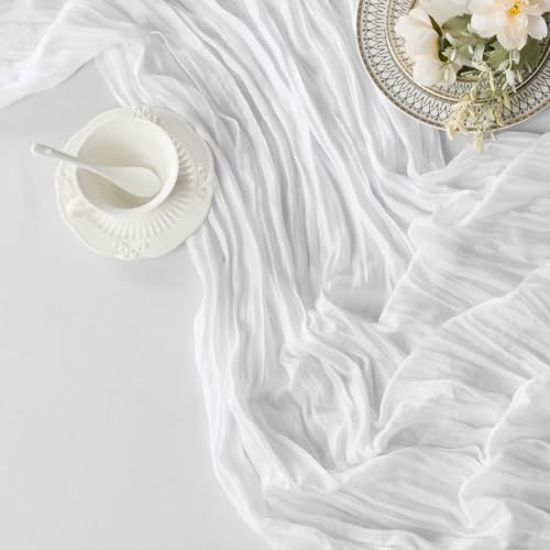 6 Pack White Cheesecloth Table Runner 35"×120" Gauze Fabric Table Runner - Image 2
