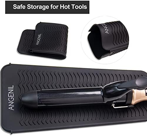 ANGENIL Silicone Heat Resistant Travel Mat Pouch for Titanium Ceramic Flat Iron, Hair Straightener Professional and Curler 2 in 1, Curling Wand, Crimper Hair Iron Tools, Food Grade Silicone, Black - Image 5