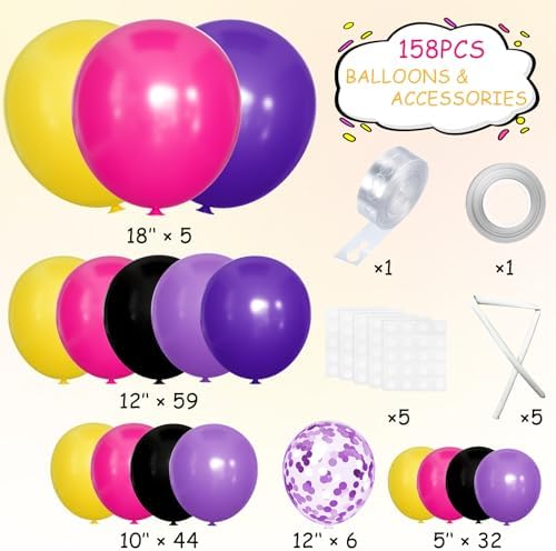 Hot Pink Purple Black Yellow Baloon Arch Kit, Kpop Music Hunter Balloons - Image 2