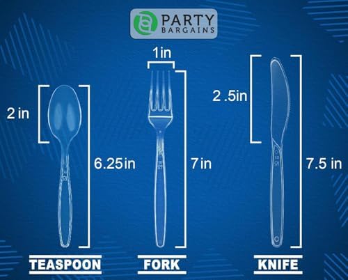 Party Bargains Disposable Cutlery Set [Sapphire] - [120 Count] Clear Heavy Duty & Solid Disposable Silverware Utensils Set, Perfect for Weddings, Buffets, Luncheons - Image 3