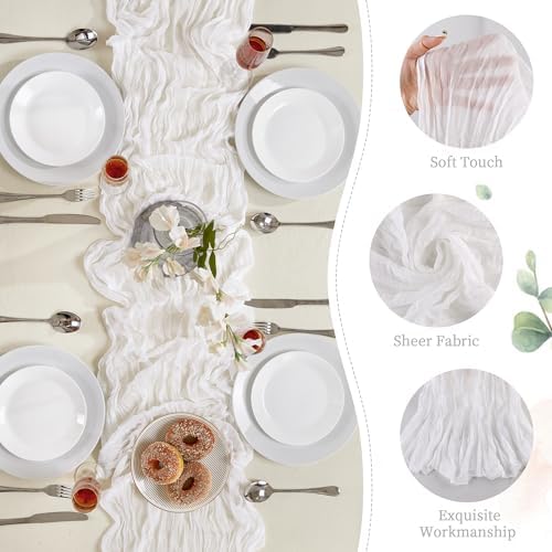 6 Pack White Cheesecloth Table Runner 35×120Inch Fall Boho Gauze Home Decor - Image 6