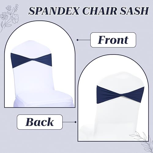 MDS Pack of 200 Spandex Chair Sashes Without Slider Buckles – Navy Blue - Image 4