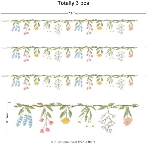 Cheerland 3pcs Wildflower Garland Flower Banner Floral Party Decorations Reusable Banner for Enchanted Garden Birthday Woodland Baby Bloom Bridal Shower Silly Goose Fairy Cottagecore Whimsical Decor - Image 2