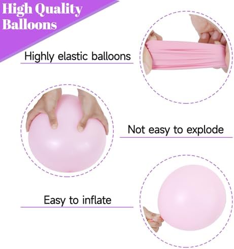 68Pcs Pink and Purple Balloons 12 Inch Metallic Purple Pink Latex Balloon Confetti ballons with Ribbons Party Balloons for Wedding Girls Birthday Baby Shower Decorations. - Image 4