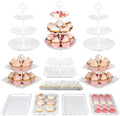 Pack of 11 NWK Cake Stand Set of Cupcake Stand, Tray & Table Cloth (White) by NWK