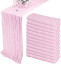 35x72 Inch Pink Cheesecloth Table Runner Boho Wedding Birthday Party Decor by Fivenl