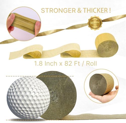 PartyWoo Pearl Gold Crepe Paper 4pcs 328 FT Pearl Gold Streamers - Image 7