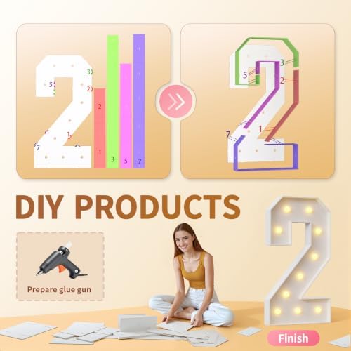 imprsv 4FT Marquee Numbers,DIY Light Up Numbers for 50th Birthday Decorations, Party Party Decorations,Anniversary Party Decor,Mosaic Number for Balloons Number 5,Pre-Cut Foam Board Kit - Image 2