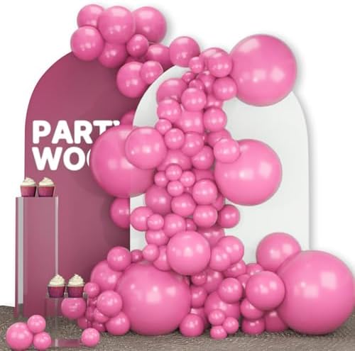 PartyWoo Hot Pink Balloons 140pcs Magenta Fuchsia Dark Pink Different Sizes by PartyWoo