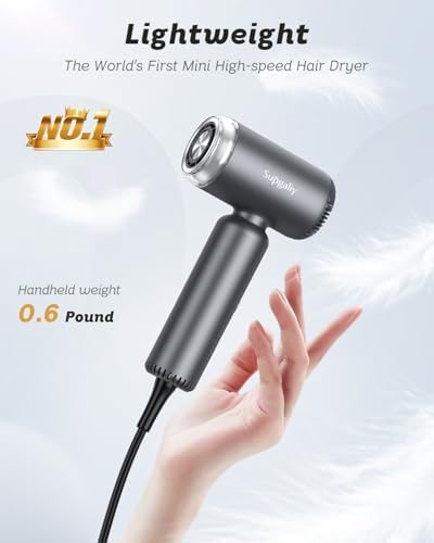 Dual Voltage Hair Dryer, High-Speed Ionic Blow Dryer for Fast Drying, Travel Compact Hair Blow Dryer with Magnetic Curly Diffuser for Home, Portable Hairdryer International 100-240V - Image 2