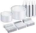 WELLIFE Silver Plates, Plastic Dinnerware Set for 75 Guests, 450 PCS by WELLIFE