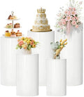 Cylinder Stands for Party, 5Pcs White Cylinder Pedestal Stand, Cilindros Para Fiestas Cake Table Stand Parties Round Cylinder Display Stand for Wedding Birthday Decor 35.4'' 29.5'' 35" 29.5" 23.6" by Unknown