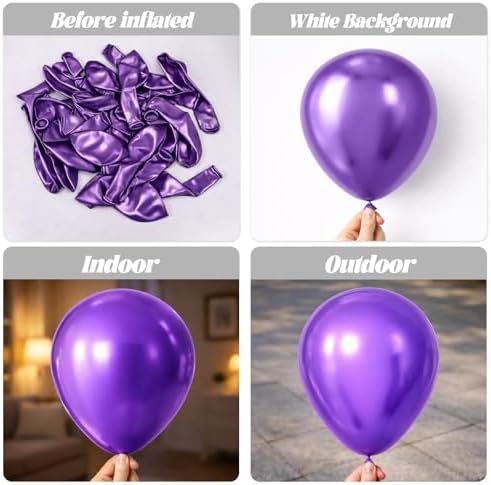 Voircoloria 130pcs Metal Purple Balloons Garland Arch Kit, 18 12 10 5 Inch - Image 3