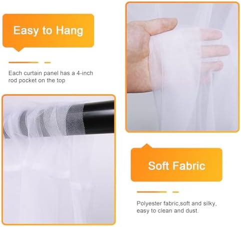 Tulle Backdrop Curtains with Lights Sheer White Curtain Backdrop 30x10ft - Image 3
