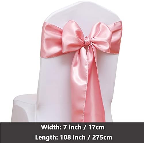 50 Pack Dusty Pink Satin Chair Sashes, 7X108 Inches Chairs Bows for Wedding - Image 5