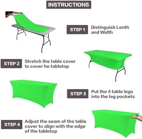 IVAPUPU 2 Pack 6FT Table Cloth for Rectangular Spandex Green Table Cover - Image 4
