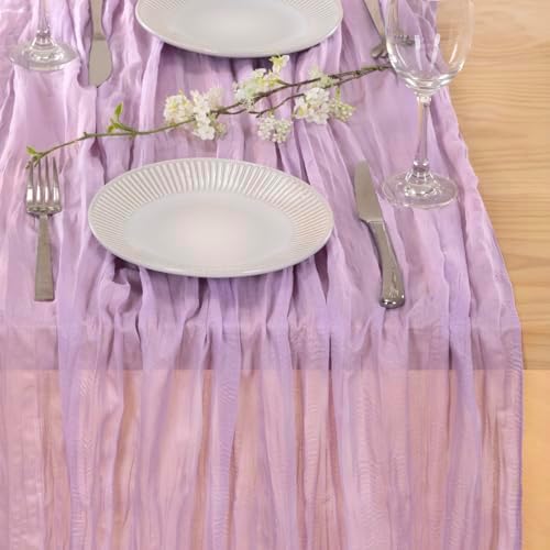 Lilac Purple Cheesecloth Table Runner Fall Boho Wedding Party Decor 10ft - Image 2