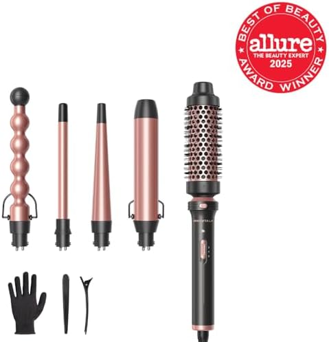 Wavytalk 5 in 1 Curling Wand Set with Thermal Brush & 0.5"-1.25" Barrels - Image 2