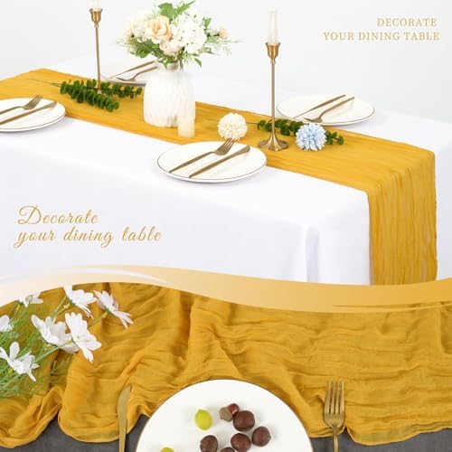 10 Pack Cheesecloth Table Runner 20 x 120 Inch, Gold - Image 5