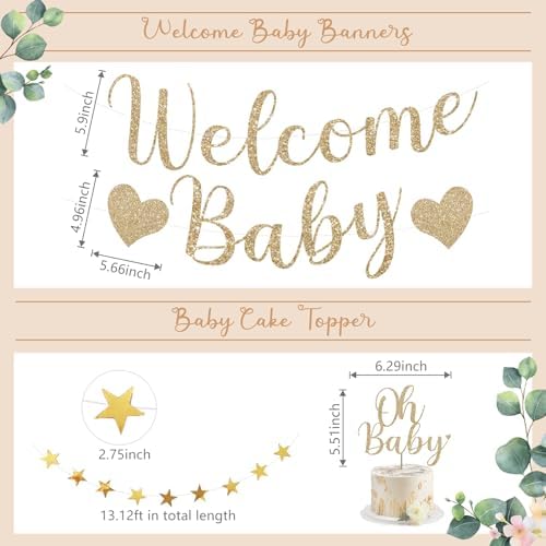 Amandir Neutral Baby Shower Decorations Welcome Baby Banner - Image 3