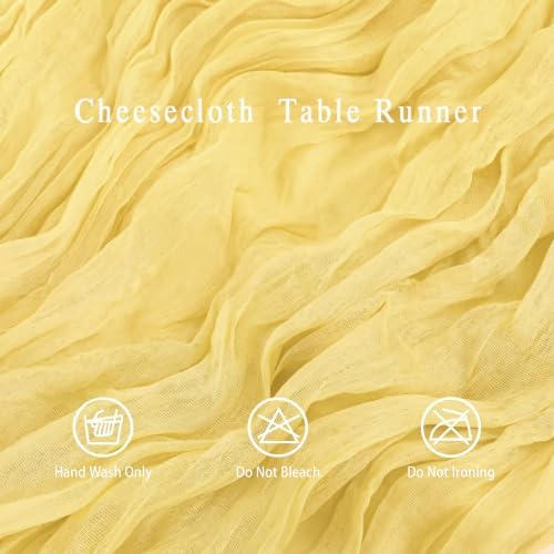 8 Pack Light Yellow Cheesecloth Table Runner 17x108 inch Boho Gauze Cheese Cloth Table Runners for Wedding Party Baby Bridal Shower Home Decor - Image 3