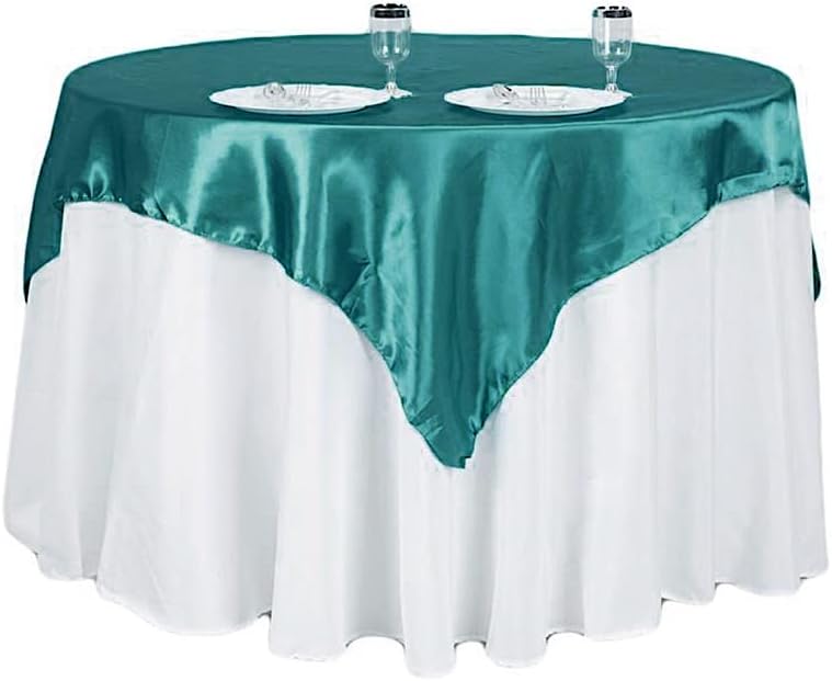 Balsa Circle 10 pcs 72x72 inch Turquoise Square Tablecloth Satin Fabric Overlays Linens | Table Cloths Cover for Wedding Party Banquet Reception Events Decoration Kitchen Dining Events Kitchen Dining - Image 3