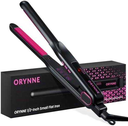 ORYNNE 1/2 Inch Flat Iron Small Hair Straightener for Short Hair Bangs Pink by ORYNNE