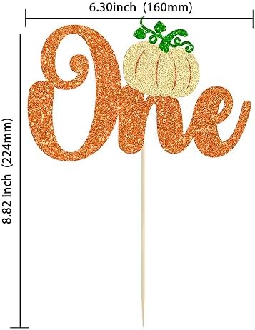 1Pc Pumpkin One Cake Topper Orange Glitter Fall 1st Pumpkin Birthday Cake Topper Decorations Baby Shower Party Decorations for Autumn Themed Kids First Birthday Thanksgiving Party Supplies - Image 2