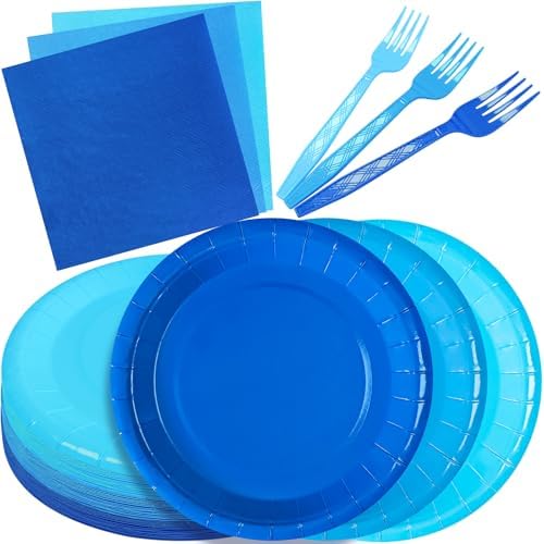 Serves 35 Guests Dusty Blue Plates and Napkins Party Supplies by WXLDGHQ