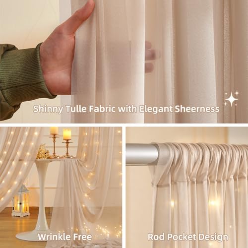 20x10FT Dark Champagne Wrinkle Free Backdrop Curtains with Lights String for Parties - Photo Curtain Backdrop with Lights for Wedding Decorations, Bridal Baby Shower Birthday Party Photography - Image 6