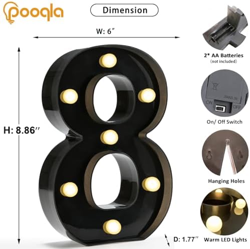 Pooqla Black Light Up Numbers 8, 8th Birthday Decorations for Boys - Image 4