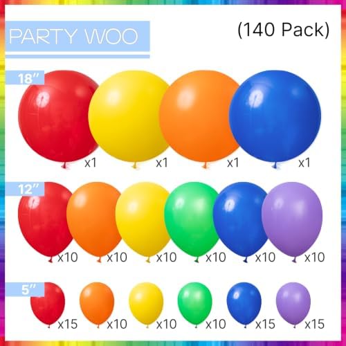 PartyWoo Rainbow Colorful Balloon Arch Kit 140pcs Different Sizes - Image 3
