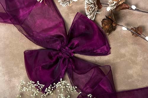 MDS Pack of 75 Organza Chair Sashes for Wedding & Event Décor – Eggplant - Image 5