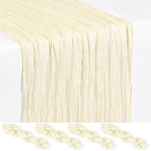 4 Pack Ivory Cheesecloth Table Runner 17x108 Inches Boho Home Decor by Showgeous