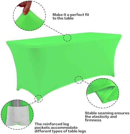 IVAPUPU 2 Pack 6FT Table Cloth for Rectangular Spandex Green Table Cover - Image 2