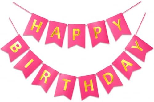 Letjolt Happy Birthday Banner Pure Roseo Girls Party Signs 13 Pcs by Letjolt