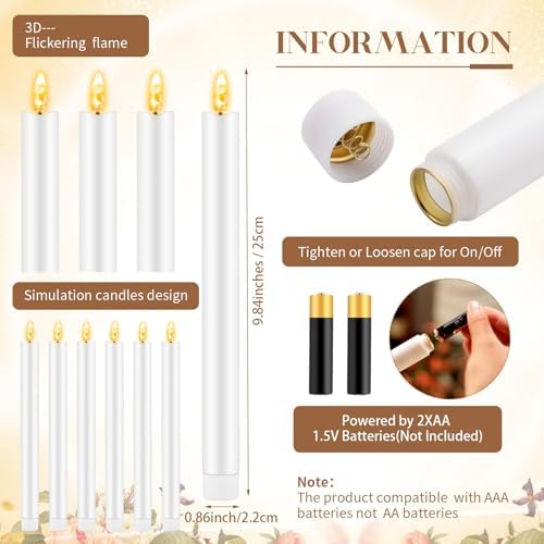 FillTouch 30 Pcs Silver Candlestick Holder with Flameless Taper Candle Bulk - Image 2