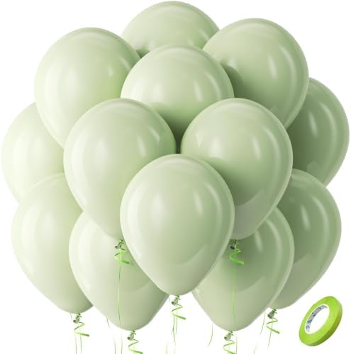 Bezente Sage Green Balloons Latex Party Balloons 100 Pack 12 inch by Bezente