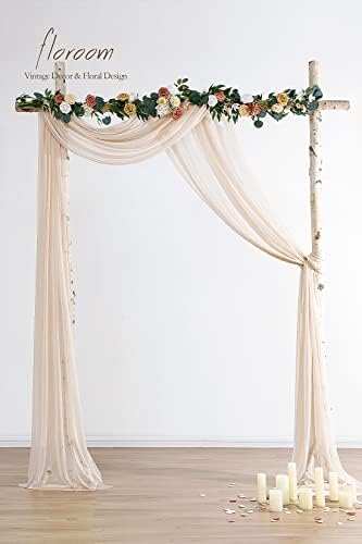 Floroom Wedding Arch Draping Fabric 2 Panels 20Ft Nude Chiffon Fabric Drapes Arbor Drapery Wedding Ceremony Reception Swag Decorations - Image 3