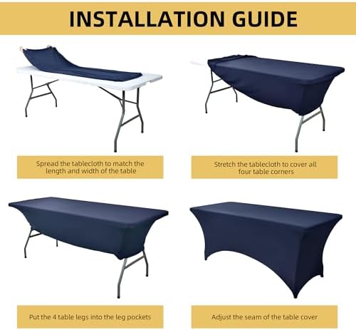 2-Pack 6ft Spandex Table Covers for Rectangle Standard Folding Tables - Wrinkle Resistant Stretch Tablecloths - Ultimate Fitted Table Protector for Parties, Trade Shows, Banquet - Image 5