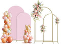 Arch Backdrop Stand and Cover Set, 2 Metal Balloon Arch Backdrop 7.2ft 6ft, Gold Arched Stand Frame for Wedding, Parties,Birthday, Event Decorations (Pale Pink,7.2ft+6ft) by Holldoor