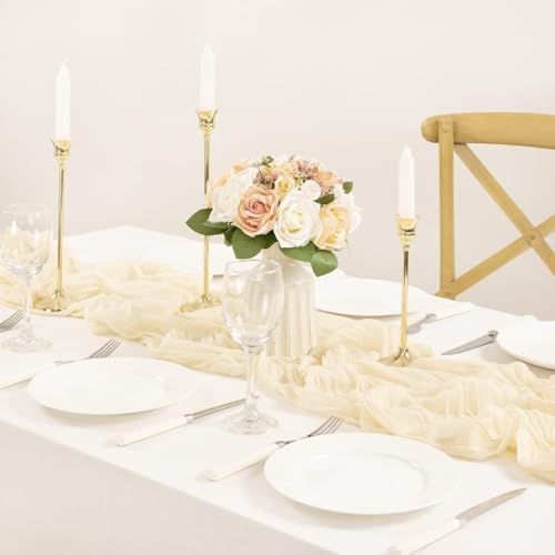 Cheesecloth Table Runner Beige Cream Fall Boho Wedding Table Runner 10ft - Image 6